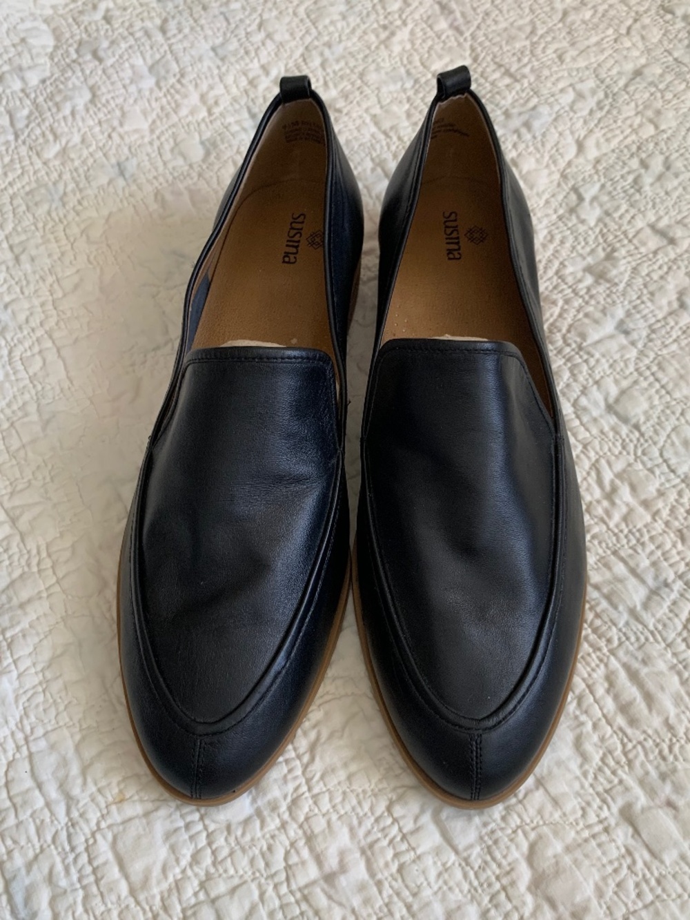 Susina Kellen Black Leather Slip On Loafer Style Shoes 9.5 City Preppy